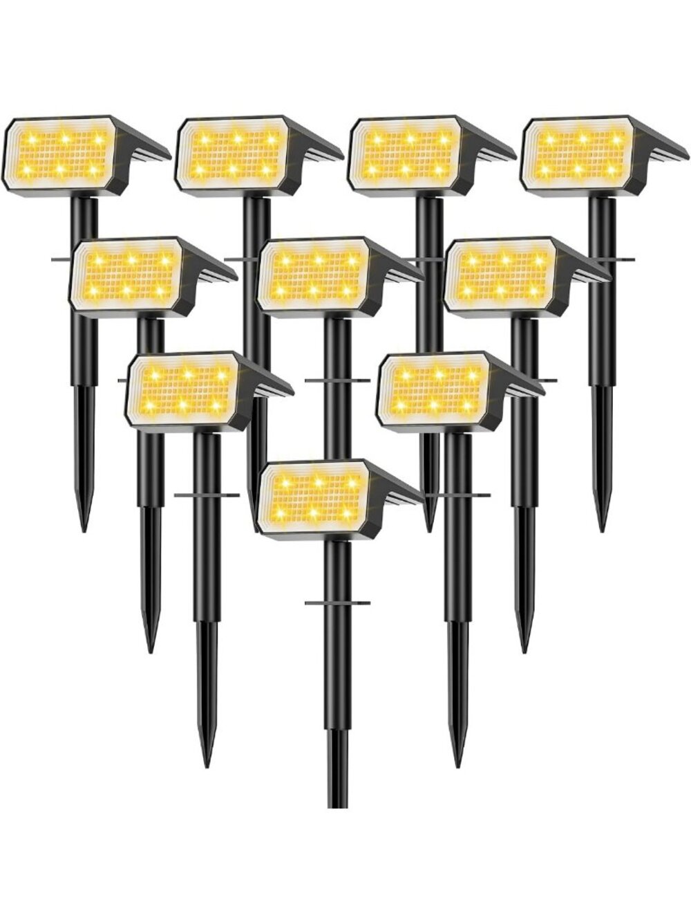 Solar Spot Lights Outdoor Waterproof, 10 Pack, 118 LED Warm White